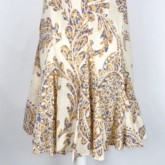 Zara Blogger Fave Women's High Collar Paisley Boho Flared Mini Dress Medium Tan - Picture 10 of 14